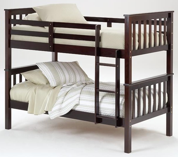 Bernards Sadler 3729HFT RL Merlot Finish Twin Bunk Bed Schewels